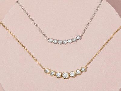 Alternating Petal Moon Flower Collection Diamond Necklace - Love Earth Jewelry 14K Yellow Gold / 1 1/4