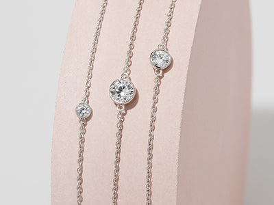 Alternating Petal Moon Flower Collection Diamond Necklace - Love Earth Jewelry 14K Yellow Gold / 1 1/4