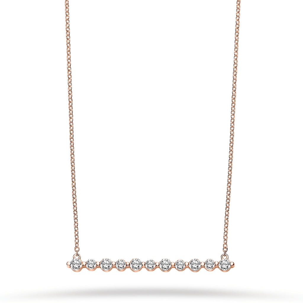 14K Rose Gold & Lab Created Diamond Bar Necklace - Love Earth Jewelry