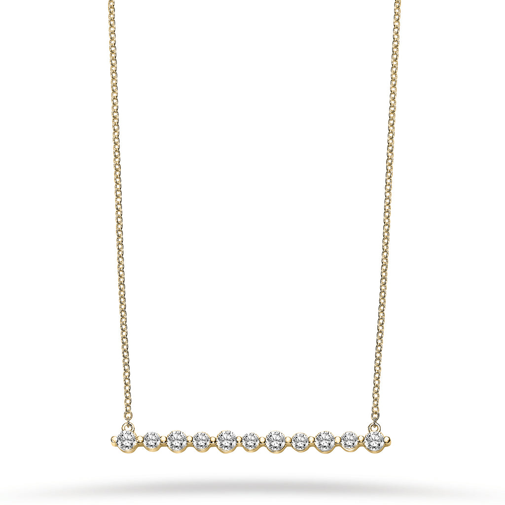 14K Yellow Gold & Lab Created Diamond Bar Necklace - Love Earth Jewelry