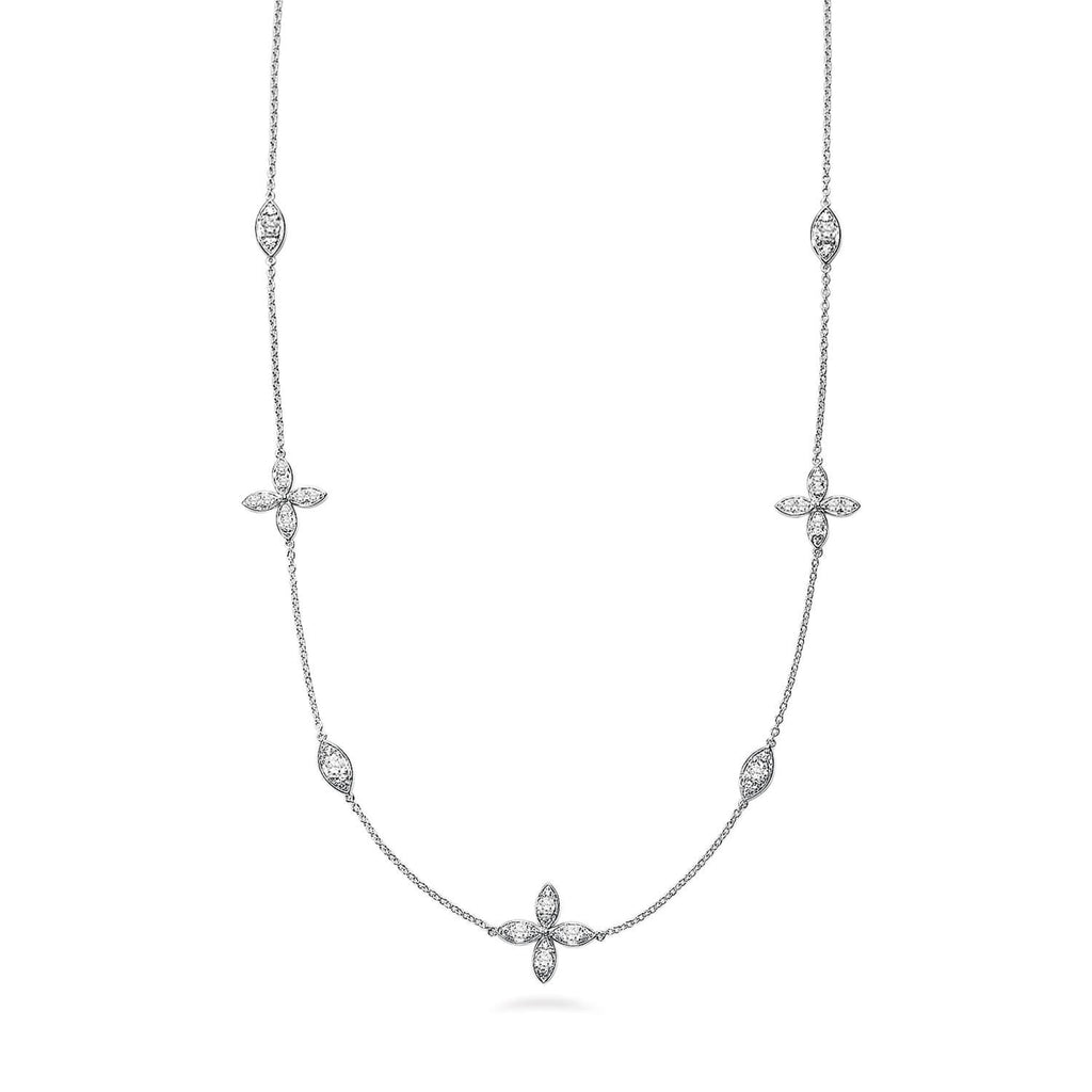 14K White Gold & Lab Created Diamond Necklace - Love Earth Jewelry
