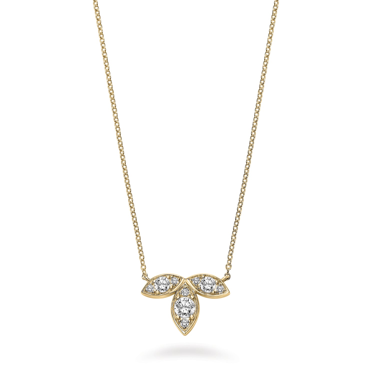 Alternating Petal Moon Flower Collection Diamond Necklace - Love Earth Jewelry 14K Yellow Gold / 1 1/4