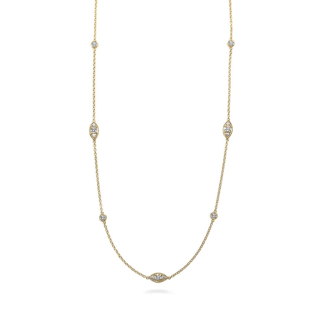 14K Yellow Gold & Lab Created Diamond Necklace - Love Earth Jewelry