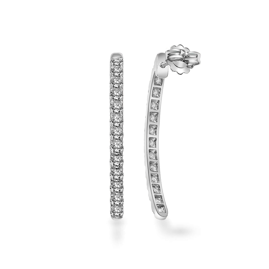14K White Gold & Lab Created Diamond Bar Earrings - Love Earth Jewelry