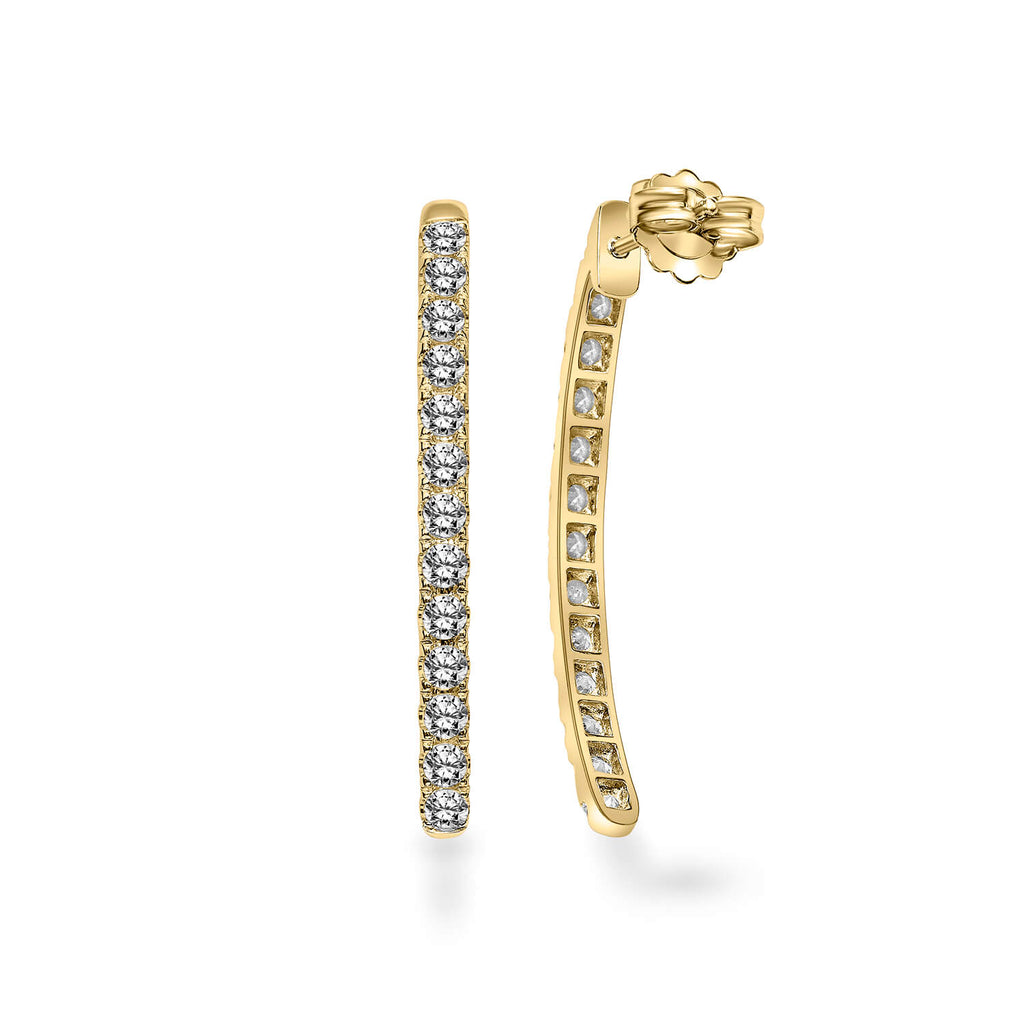 14K Yellow Gold & Lab Created Diamond Bar Earrings - Love Earth Jewelry
