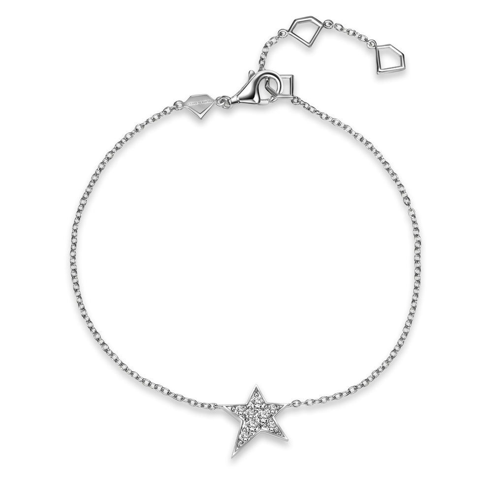 14K White Gold & Lab Created Diamond Star Bracelet - Love Earth Jewelry