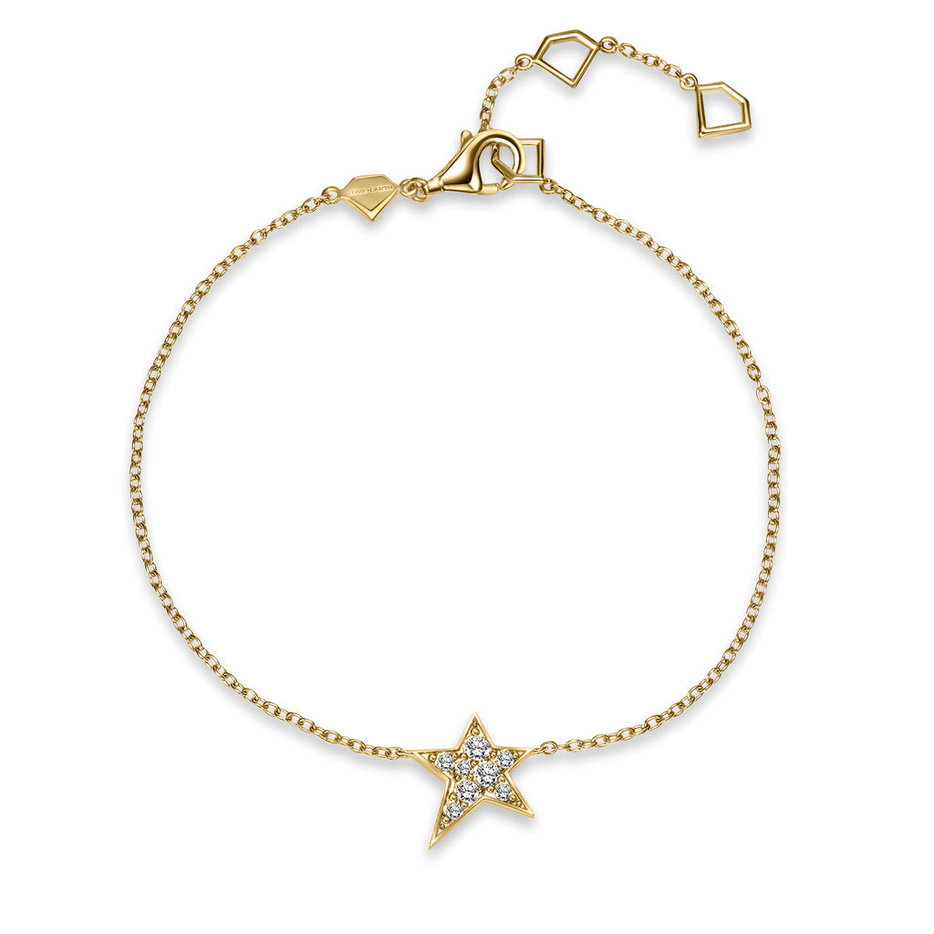 14K Yellow Gold & Lab Created Diamond Star Bracelet - Love Earth Jewelry