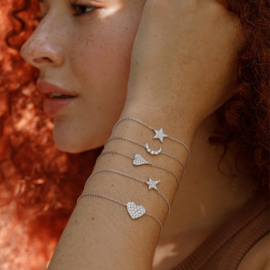 14K White Gold & Lab Created Diamond Bracelets - Love Earth Jewelry